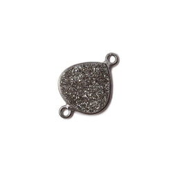 13mm Black Gold Bezel Metallic Black Flat Drusy Heart Connector 1 piece (ONLINE ORDER ONLY)