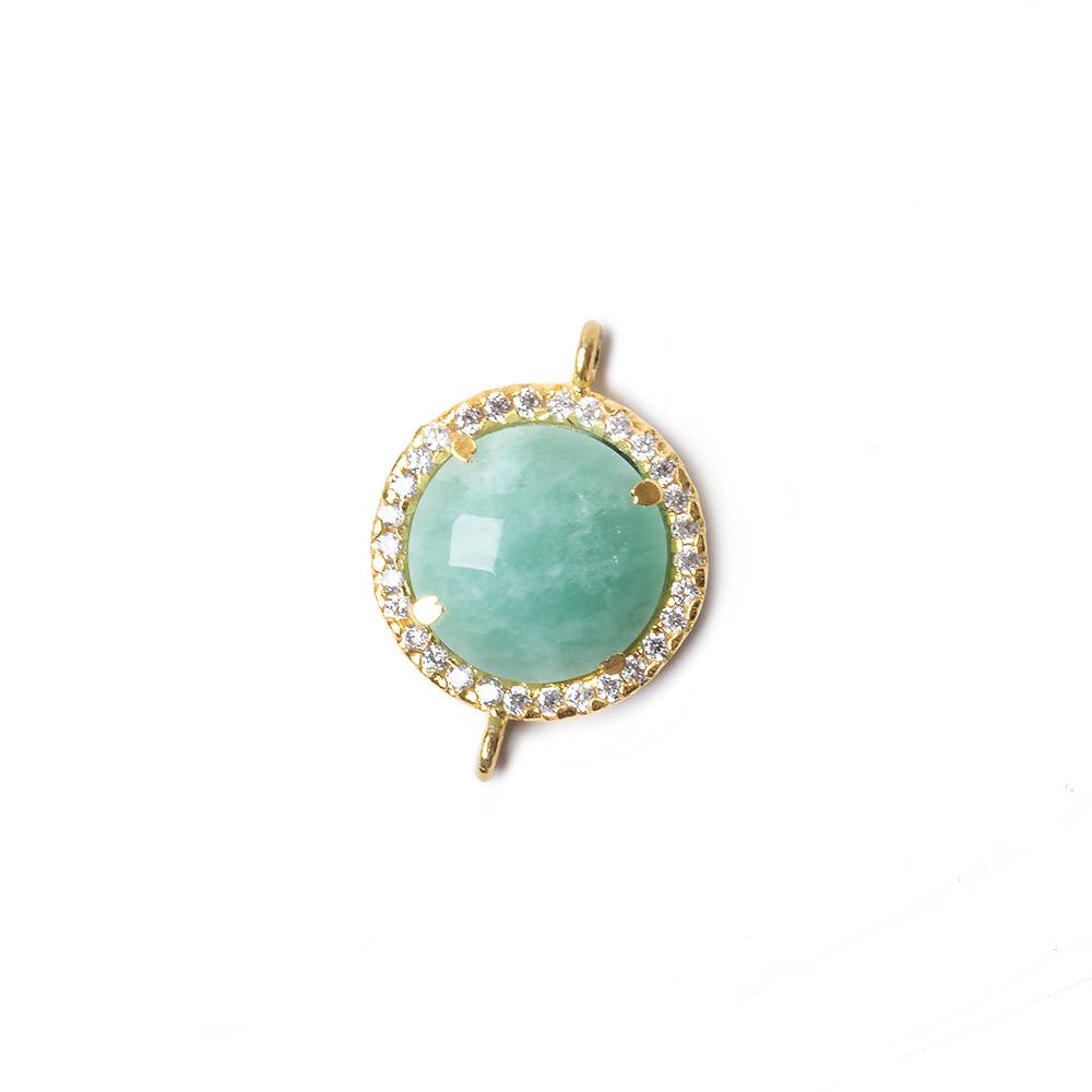 13mm Vermeil Bezel White CZ and Amazonite Coin Connector 1 focal bead (ONLINE ORDER ONLY)