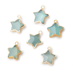 13mm Gold Leafed Seafoam Blue Chalcedony Faceted Star Focal Pendant 1 piece (ONLINE ORDER ONLY)