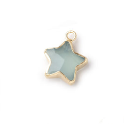 13mm Gold Leafed Seafoam Blue Chalcedony Faceted Star Focal Pendant 1 piece (ONLINE ORDER ONLY)