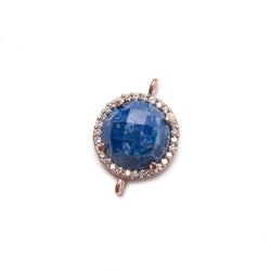 13mm Rose Gold Bezel White CZ and Lapis Lazuli Coin Connector 1 focal bead (ONLINE ORDER ONLY)