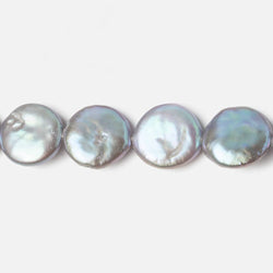 13mm Silver Peacock Coin Freshwater Pearls 16 inch 32 pieces A (ONLINE ORDER ONLY)
