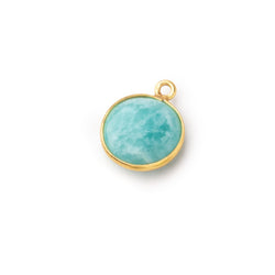15mm Vermeil Bezel Amazonite Plain Coin Pendant 1 Focal Bead (ONLINE ORDER ONLY)