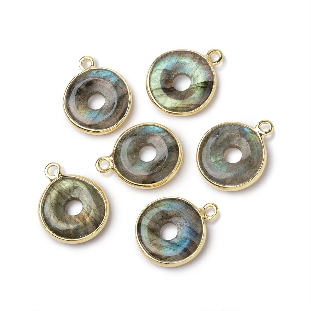 13mm Vermeil Bezel Labradorite Coin with Void Pendant 1 piece (ONLINE ORDER ONLY)