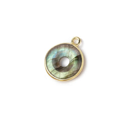 13mm Vermeil Bezel Labradorite Coin with Void Pendant 1 piece (ONLINE ORDER ONLY)