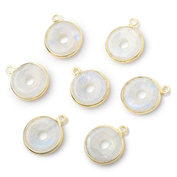 13mm Vermeil Bezel Rainbow Moonstone Coin with Void Pendant 1 piece (ONLINE ORDER ONLY)