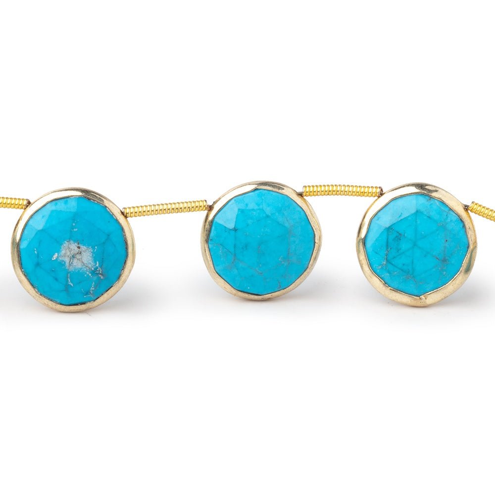 13mm Vermeil Bezel Turquoise Howlite Top Drilled Coins 6 inch 8 Beads (ONLINE ORDER ONLY)