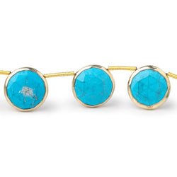 13mm Vermeil Bezel Turquoise Howlite Top Drilled Coins 6 inch 8 Beads (ONLINE ORDER ONLY)