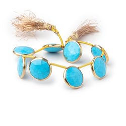 13mm Vermeil Bezel Turquoise Howlite Top Drilled Coins 6 inch 8 Beads (ONLINE ORDER ONLY)