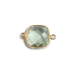 13mm Vermeil Bezeled Prasiolite faceted square Connector Focal 1 piece (ONLINE ORDER ONLY)
