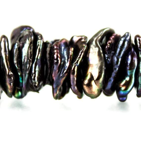 13x10-14x11mm Peacock Center Drilled Keshi Freshwater Pearls 17 inch 101 pcs (ONLINE ORDER ONLY)