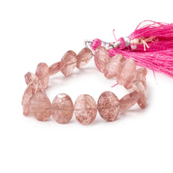 13x10mm Strawberry Quartz side drilled Faceted Cushions 7 inch 17 Beads (ONLINE ORDER ONLY)