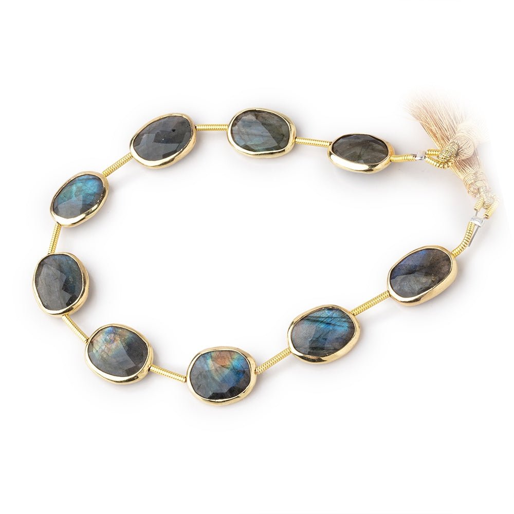 13x10mm Vermeil Bezel Labradorite Faceted Nugget Beads 7 inch 9 pieces (ONLINE ORDER ONLY)