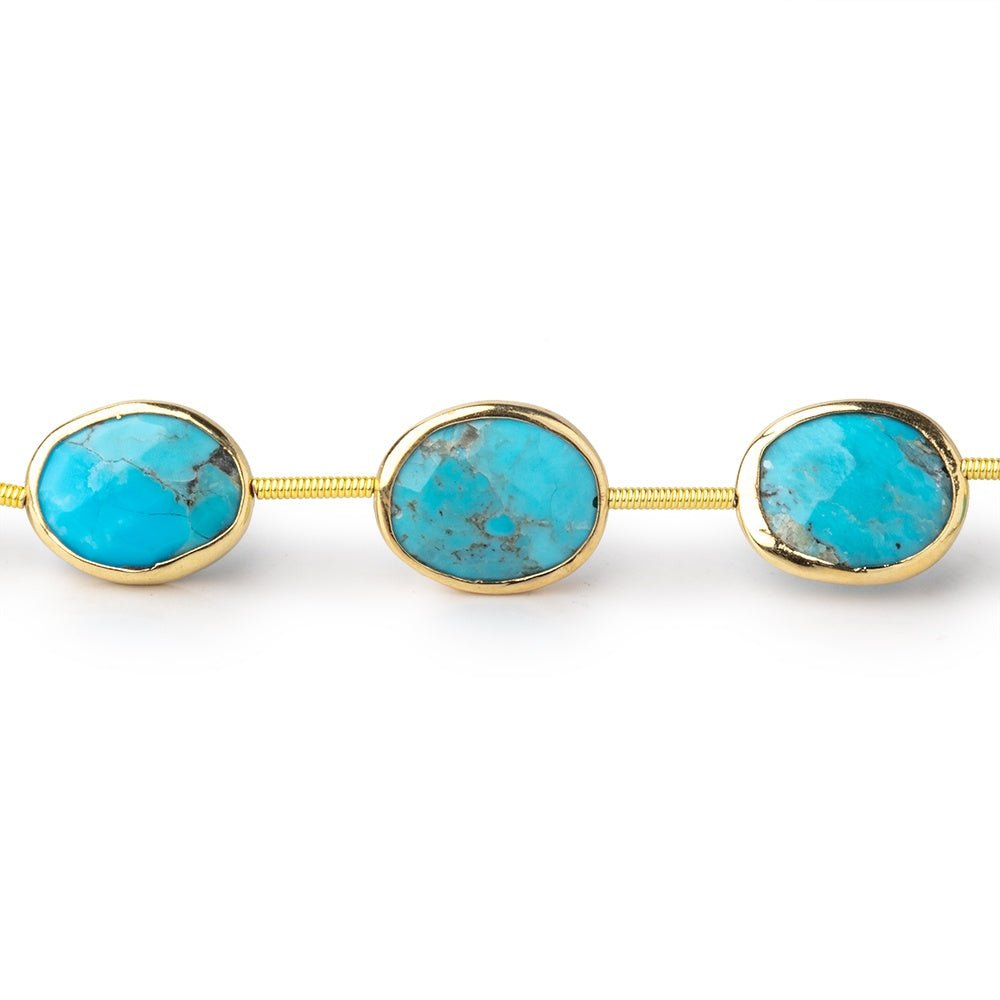 13x10mm Vermeil Bezel Turquoise Howlite Faceted Nugget Beads 8 inch 10 pieces (ONLINE ORDER ONLY)