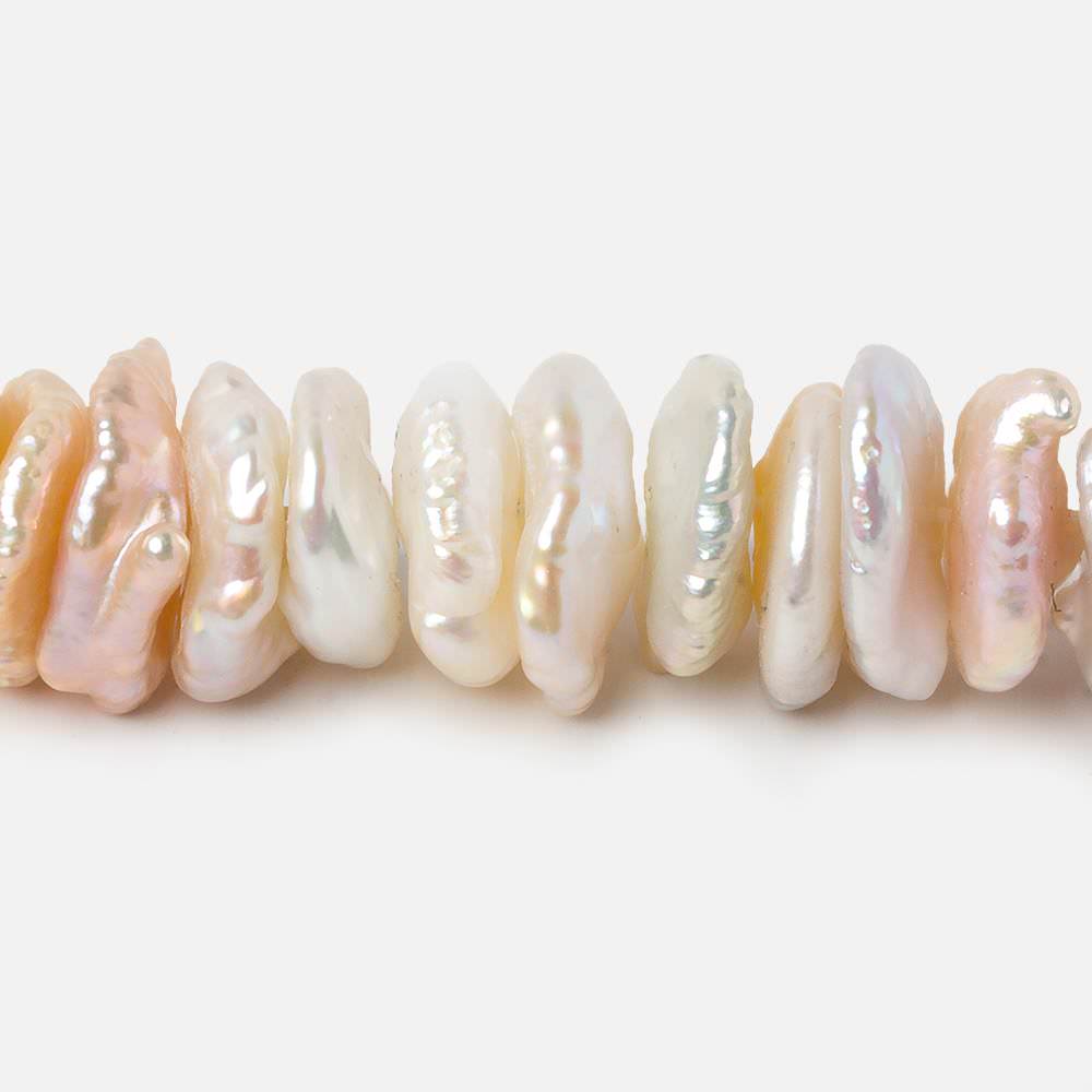 13x11-15x13mm Tri-Color Center Drilled Keshi Freshwater Pearls 16 inch 86 beads (ONLINE ORDER ONLY)