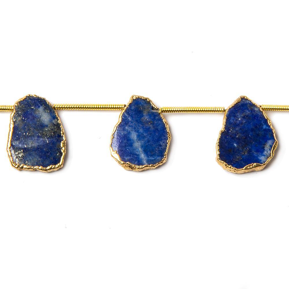 13x11mm to 15x12mm Gold Leafed Lapis Top Drilled Slices 8 inch 10 pieces (ONLINE ORDER ONLY)