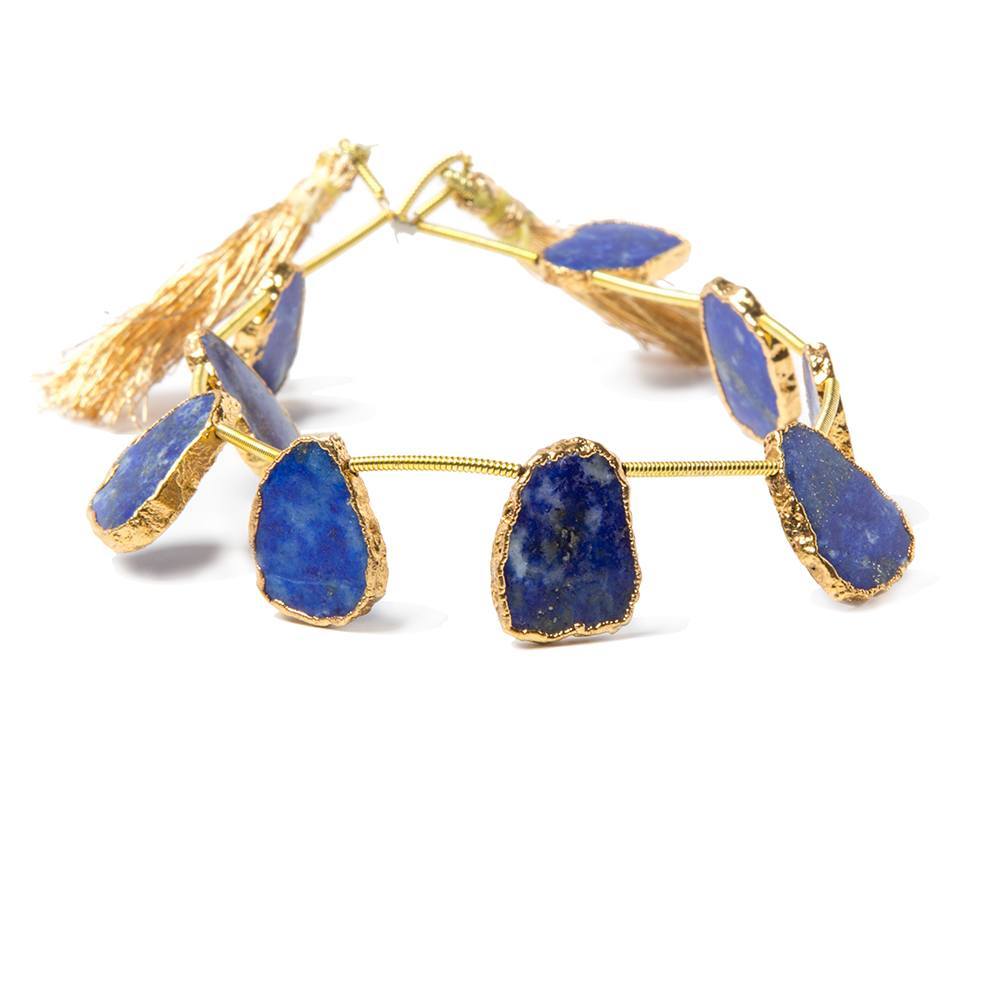 13x11mm to 15x12mm Gold Leafed Lapis Top Drilled Slices 8 inch 10 pieces (ONLINE ORDER ONLY)