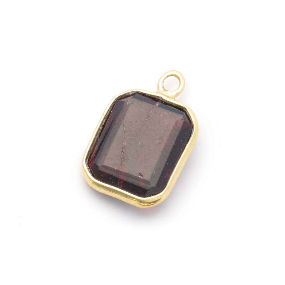 13x11mm Vermeil Bezel Garnet Rectangle Pendant 1 piece (ONLINE ORDER ONLY)