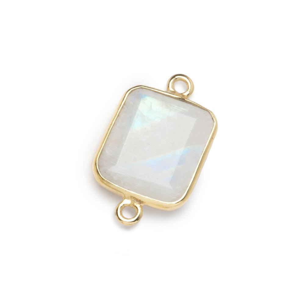 13x11mm Vermeil Bezel Rainbow Moonstone Rectangle Connector 1 piece (ONLINE ORDER ONLY)