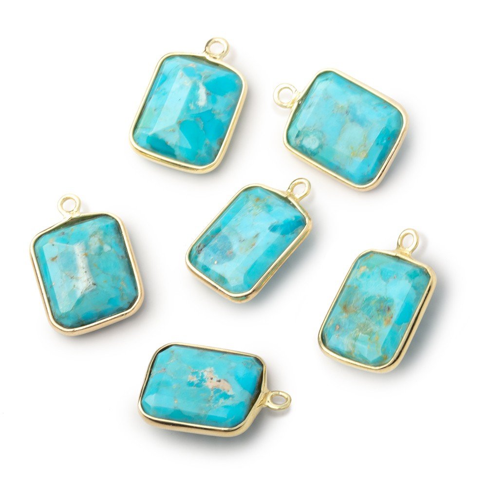 13x11mm Vermeil Bezel Turquoise Howlite Rectangle 1 Pendant (ONLINE ORDER ONLY)