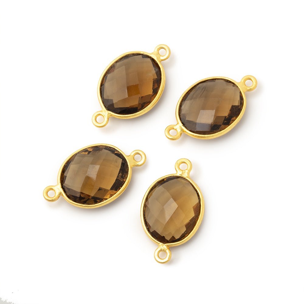 13x11mm Vermeil Bezel Whiskey Quartz Faceted Oval Connector 1 focal piece (ONLINE ORDER ONLY)