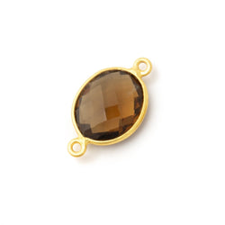 13x11mm Vermeil Bezel Whiskey Quartz Faceted Oval Connector 1 focal piece (ONLINE ORDER ONLY)