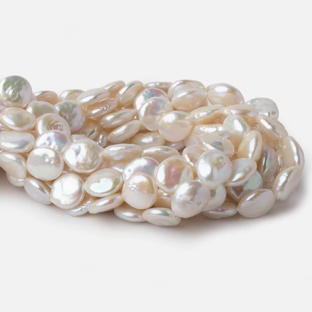 13x13.5-13x15mm Rose' White Coin Freshwater Pearls 16 inch 29 pieces (ONLINE ORDER ONLY)