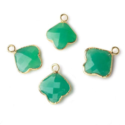 13x13mm Gold Leafed Dark Green Onyx Faceted Trillium Flower Focal Bead Pendant sold as 1 piece (ONLINE ORDER ONLY)