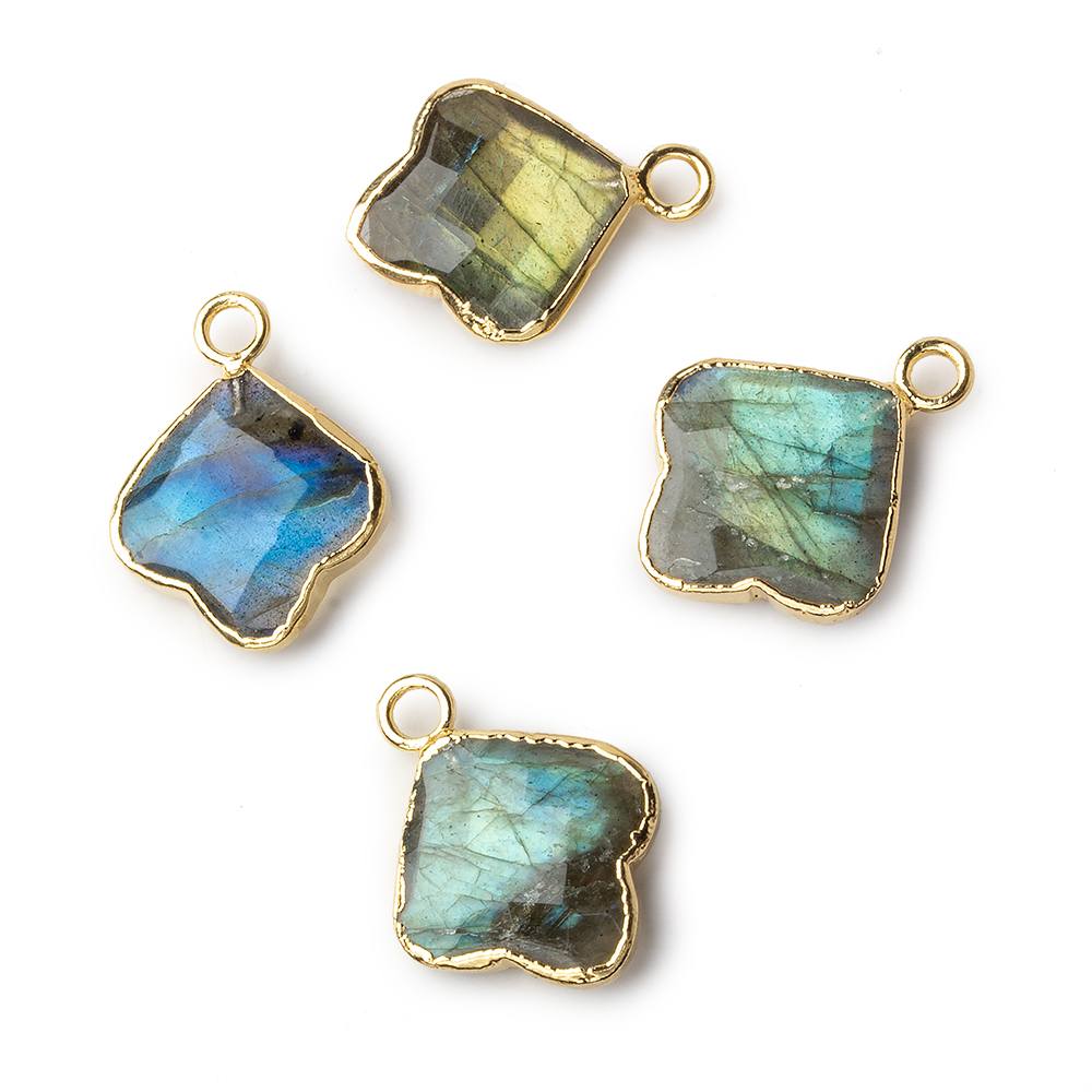 13x13mm Gold Leafed Labradorite Faceted Trillium Flower Focal Bead Pendant sold as 1 piece (ONLINE ORDER ONLY)
