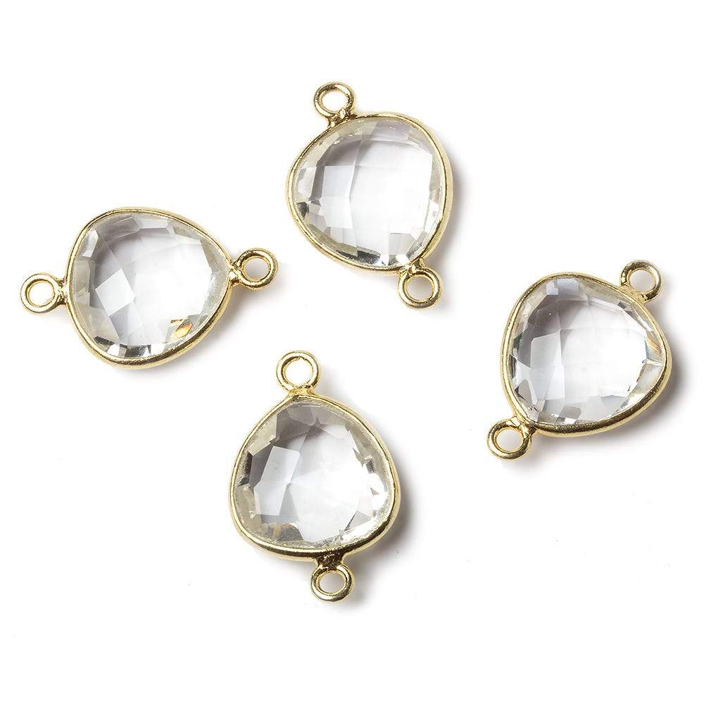 13x13mm Vermeil Bezel Crystal Quartz faceted triangle Connector 1 piece (ONLINE ORDER ONLY)