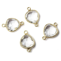 13x13mm Vermeil Bezel Crystal Quartz faceted triangle Connector 1 piece (ONLINE ORDER ONLY)