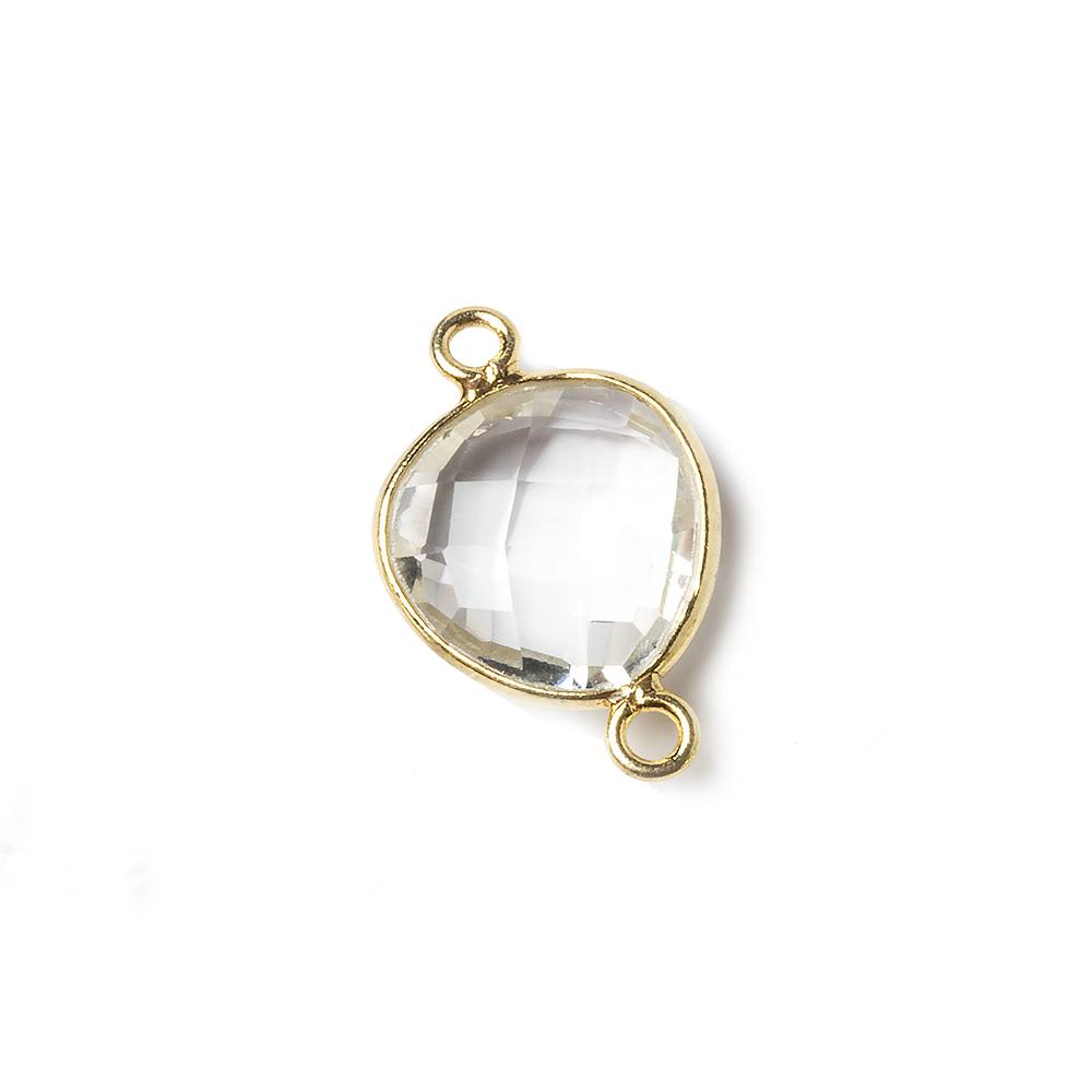 13x13mm Vermeil Bezel Crystal Quartz faceted triangle Connector 1 piece (ONLINE ORDER ONLY)