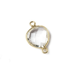 13x13mm Vermeil Bezel Crystal Quartz faceted triangle Connector 1 piece (ONLINE ORDER ONLY)