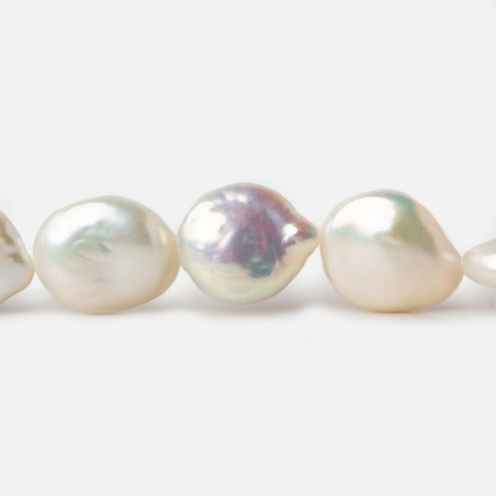 13x15-13.5x16mm White with Rose' overtone Coin Freshwater Pearls 16 inch 26 pcs A (ONLINE ORDER ONLY)
