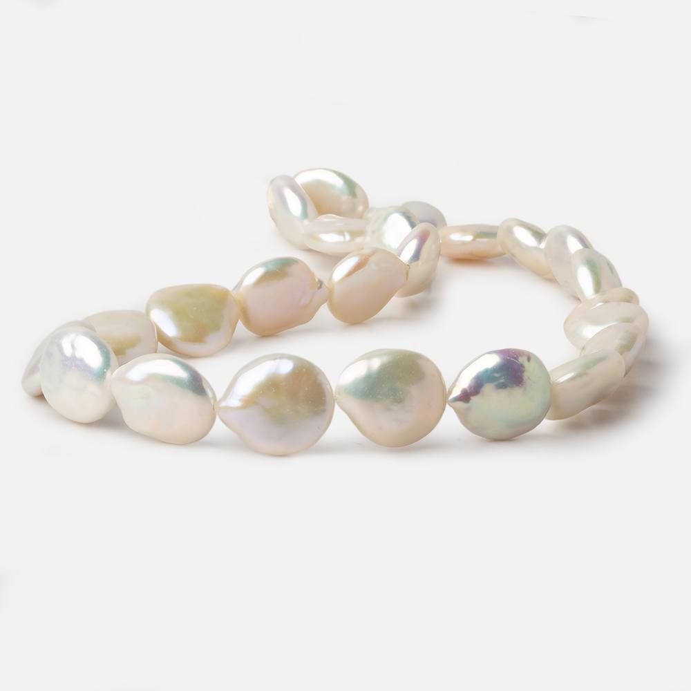 13x15-13.5x16mm White with Rose' overtone Coin Freshwater Pearls 16 inch 26 pcs A (ONLINE ORDER ONLY)
