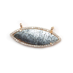 13x33mm Rose Gold Bezel CZ & Dendritic Opal Marquise East West Connector 1 focal bead (ONLINE ORDER ONLY)