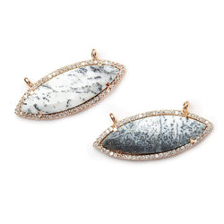 13x33mm Rose Gold Bezel CZ & Dendritic Opal Marquise East West Connector 1 focal bead (ONLINE ORDER ONLY)