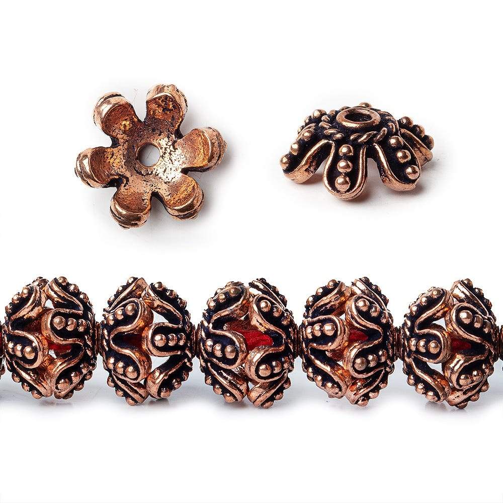 13x5mm Antiqued Copper Flower Bead Cap 8 inch 44 pcs (ONLINE ORDER ONLY)