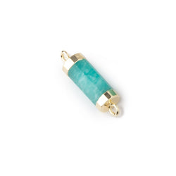 13x5mm Gold Leafed Amazonite faceted barrel tube Connector 1 piece (ONLINE ORDER ONLY)