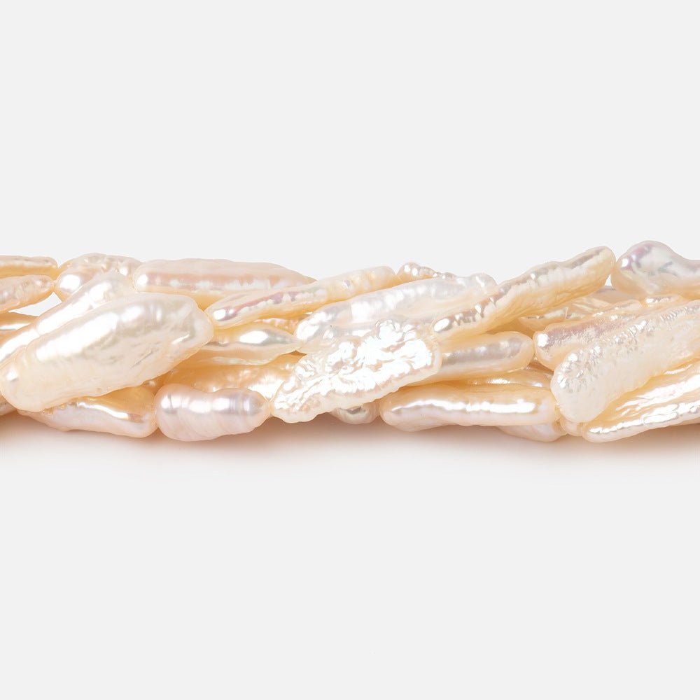 13x6-17x7mm Peach Straight Drill Biwa Freshwater Pearls 15.5 inch 22 Beads (ONLINE ORDER ONLY)