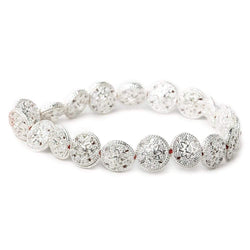 12x7mm Sterling Silver Plated Copper Bead Floral Disc 8 inch 16 pcs (ONLINE ORDER ONLY)