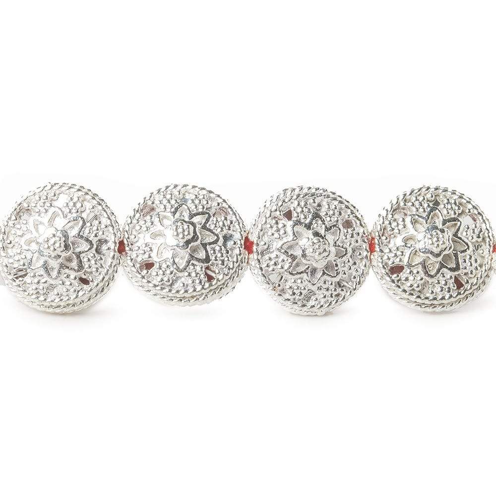 12x7mm Sterling Silver Plated Copper Bead Floral Disc 8 inch 16 pcs (ONLINE ORDER ONLY)