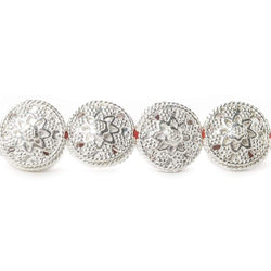 12x7mm Sterling Silver Plated Copper Bead Floral Disc 8 inch 16 pcs (ONLINE ORDER ONLY)