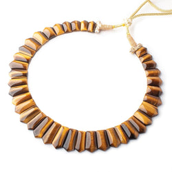 13x8-24x9mm Tiger's Eye double drilled plain fancy shape collar 38 beads (ONLINE ORDER ONLY)