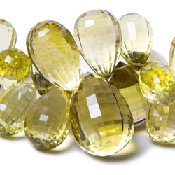 13x8-30x20mm Lemon Quartz Checkerboard Faceted Tear Drops 44 beads AAA Grade (ONLINE ORDER ONLY)