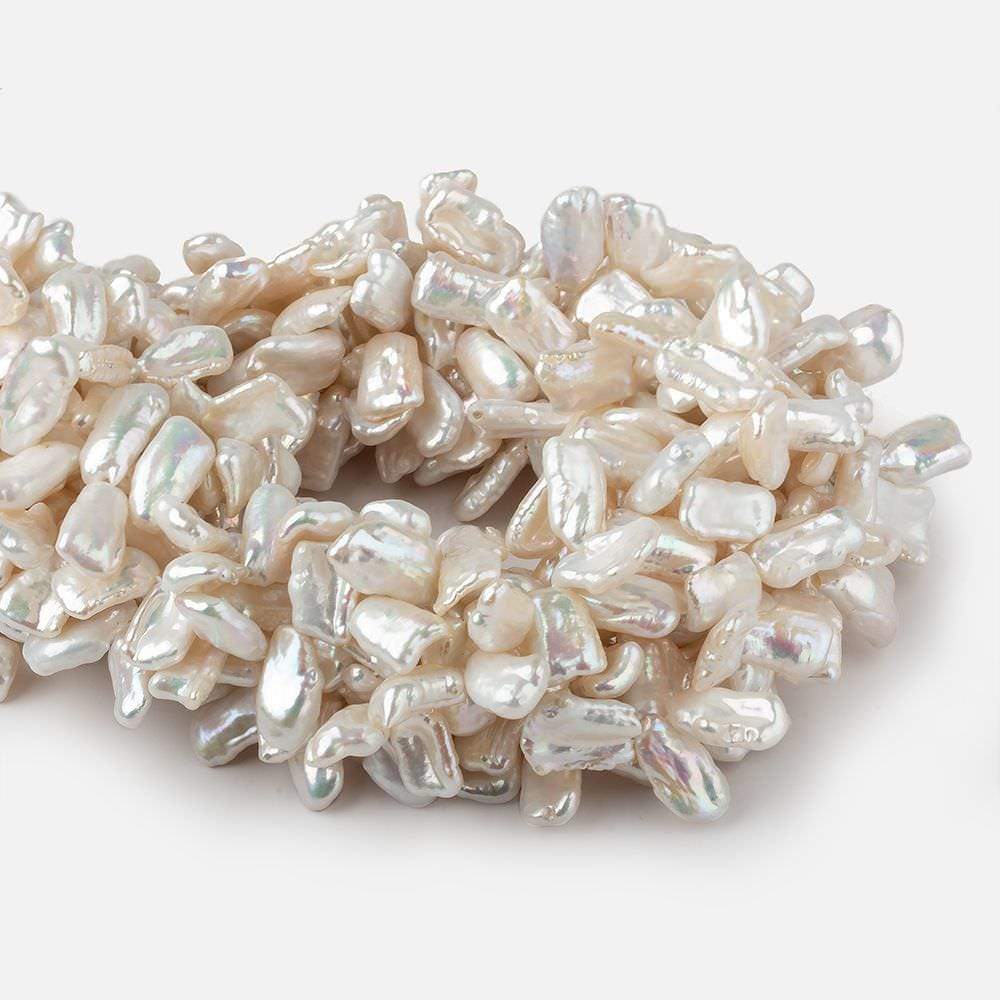 13x9-17x10mm White Top Drilled Biwa Freshwater Pearls 16 inch 69 pieces AAA (ONLINE ORDER ONLY)