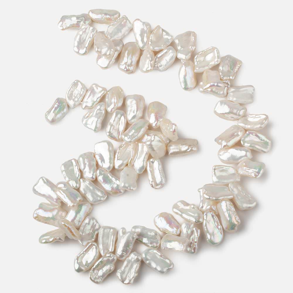13x9-17x10mm White Top Drilled Biwa Freshwater Pearls 16 inch 69 pieces AAA (ONLINE ORDER ONLY)