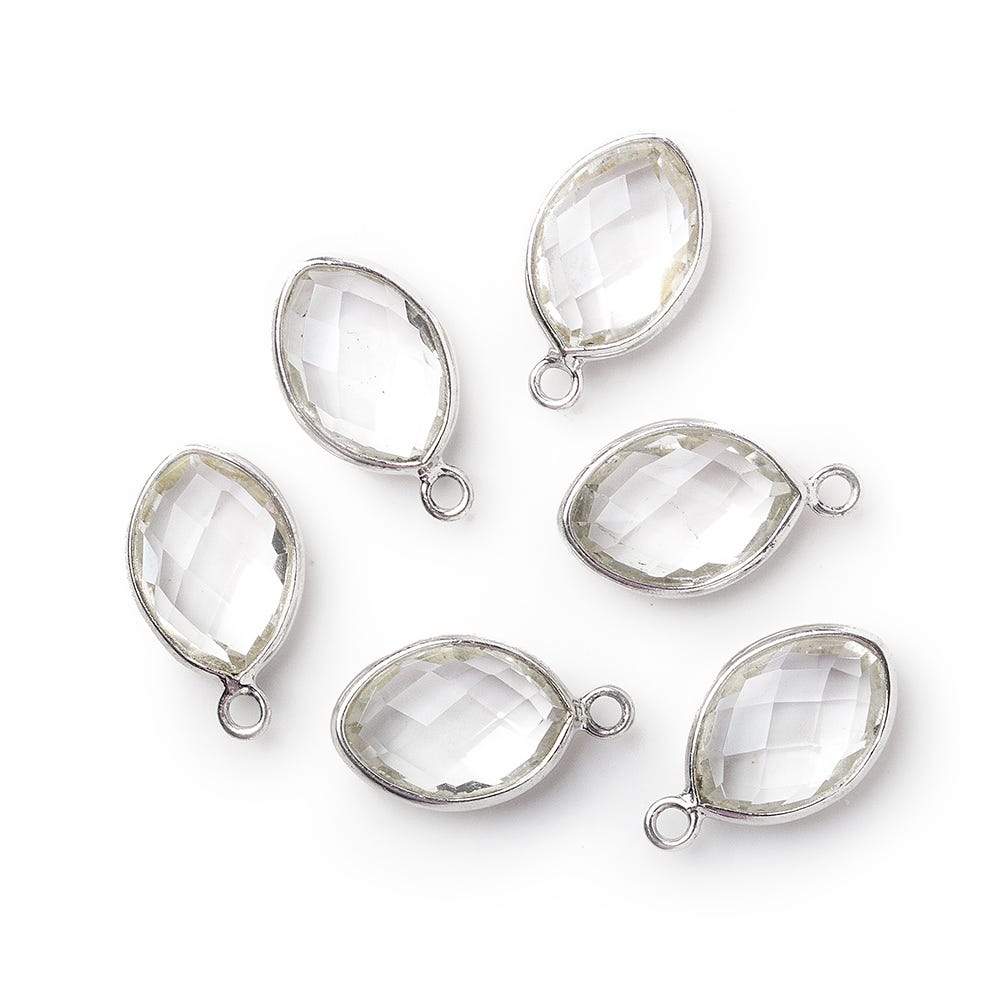 13x9mm Silver Bezel Crystal Quartz Marquise Pendant 1 piece (ONLINE ORDER ONLY)