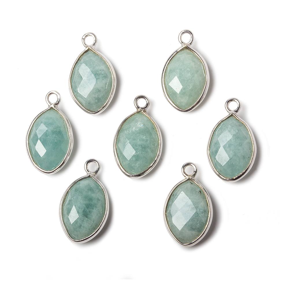 13x9mm Sterling Silver Bezel Aquamarine faceted marquise Petite Pendant 1 piece (ONLINE ORDER ONLY)