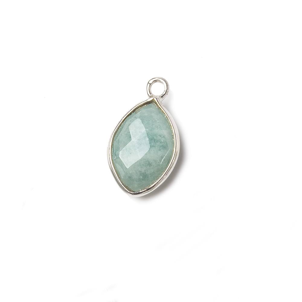 13x9mm Sterling Silver Bezel Aquamarine faceted marquise Petite Pendant 1 piece (ONLINE ORDER ONLY)
